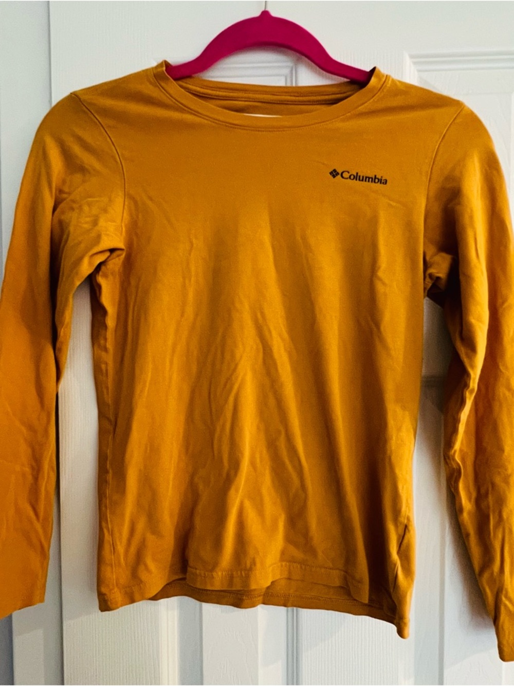 Columbia Boys' Dobson Pass Ls Graphic Tee Mustard Sz. M 10/12